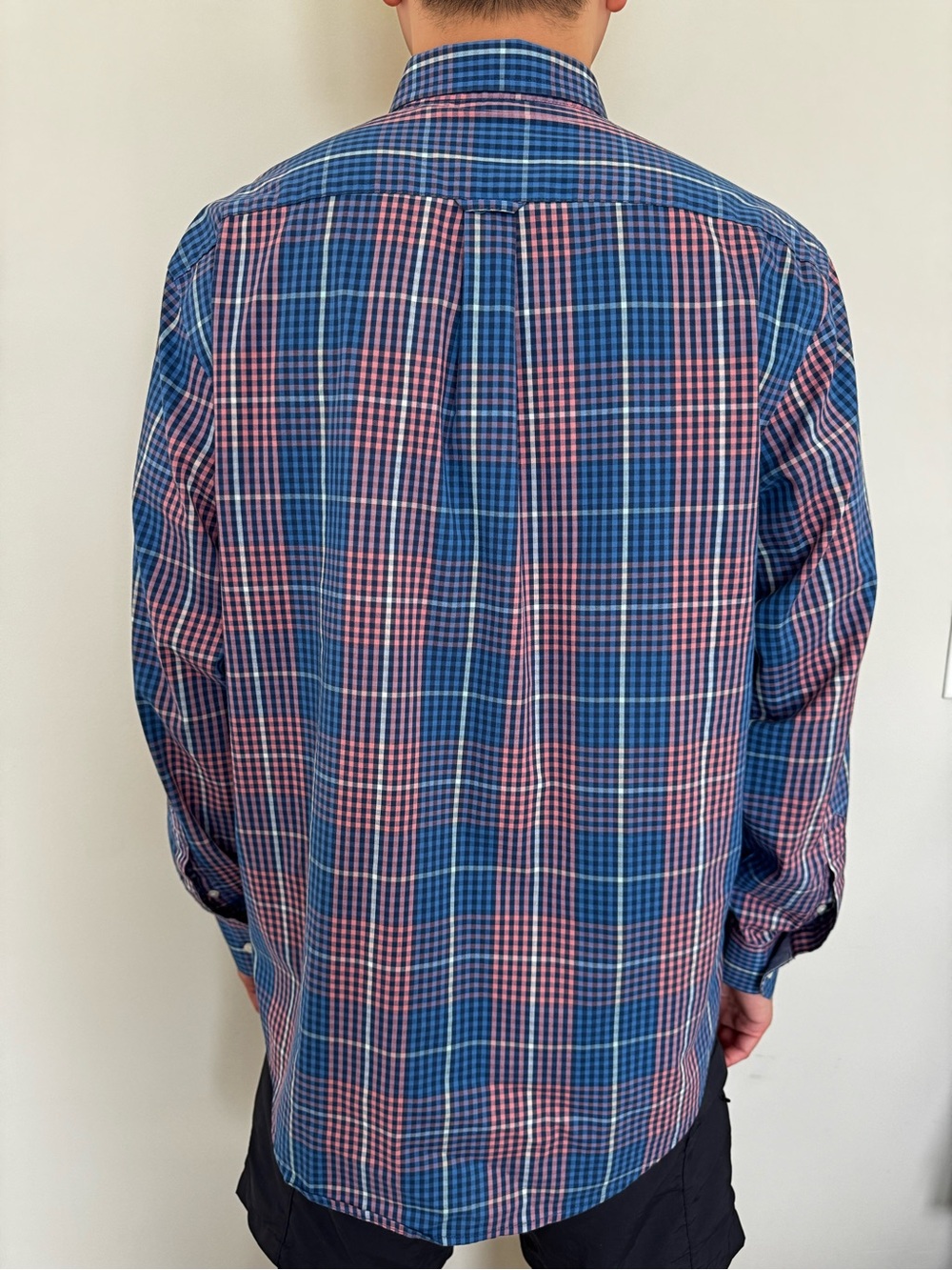 Izod Blue and Pink Plaid Long-Sleeve Button-Down Shirt